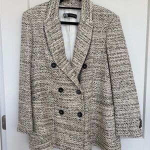 Zara Tweed Beige Neutral Blazer